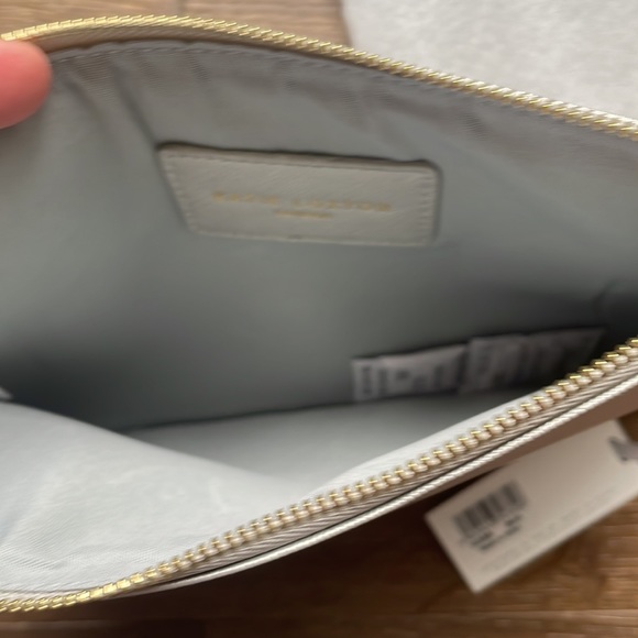 NWT Katie Loxton London Silver Metallic Perfect Pouch Clutch Bag Zipper Closure - Picture 3 of 3